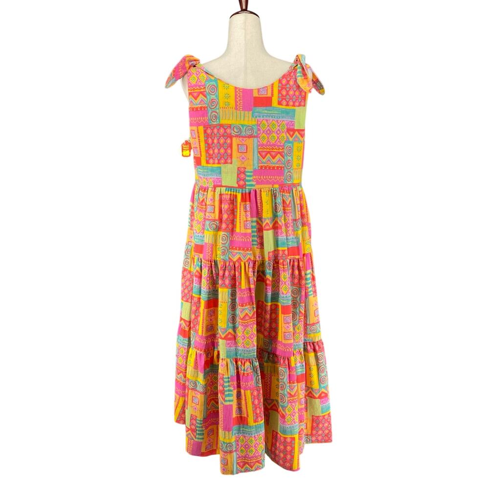 Vtg 80s 90s‎ Two Potato Maximalist Artsy Tiered Sundress M Resort Wear Dopamine - Picture 3 of 16